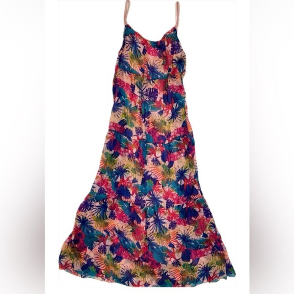 NWT ELENA‎ BALDI ITALY Made 🇮🇹 SILK BLEND Tiered Blush  Maxi Dress M030L LARGE